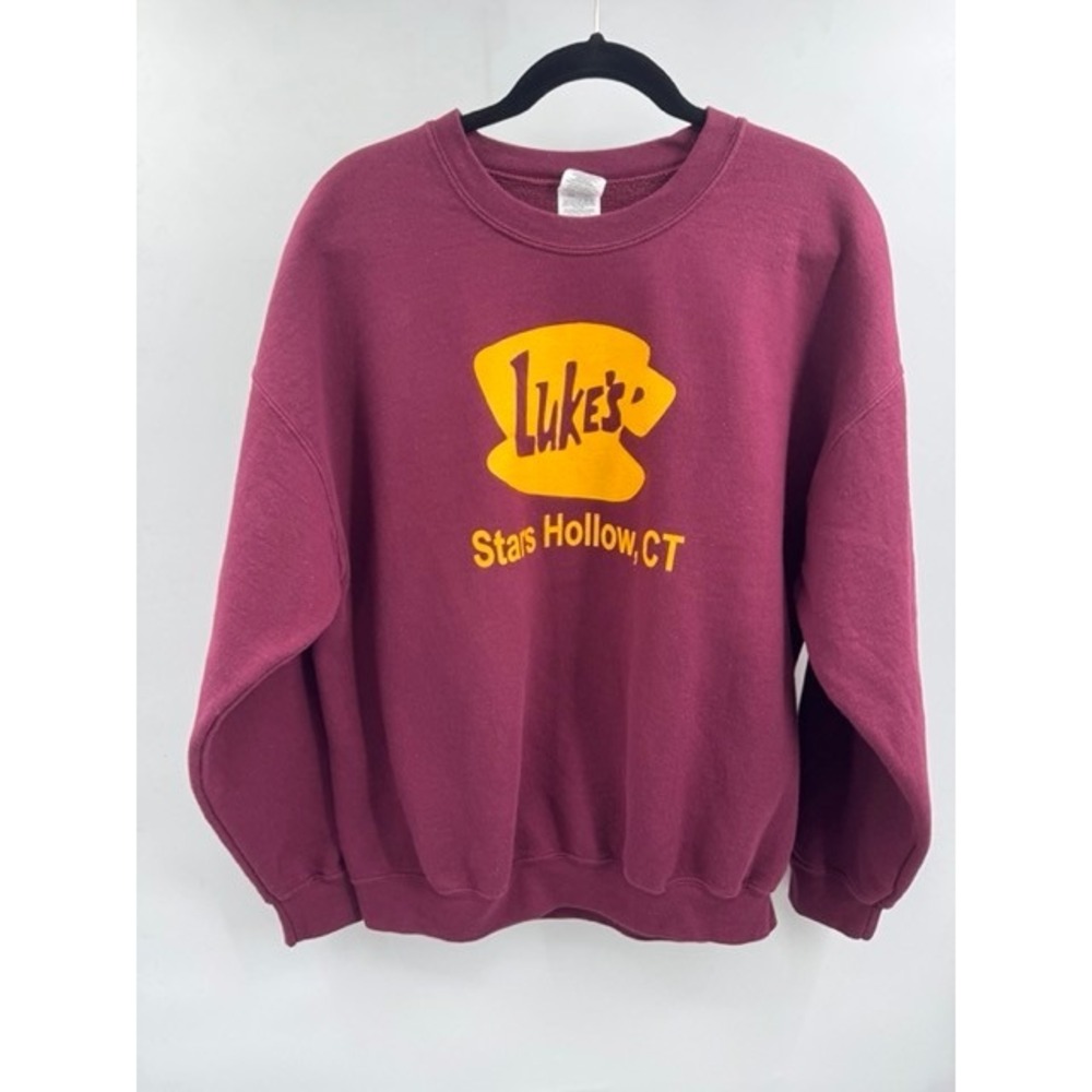 Gilmore Girls Maroon Lukes Diner Graphic Crewneck Sweatshirt XL Fleece Y2k - Picture 7 of 7